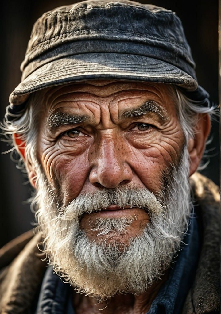 نقاشی رنگ روغن چهره پیرمرد