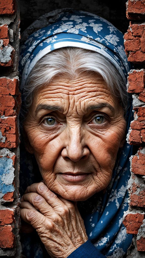 نقاشی رنگ روغن چهره پیرزن